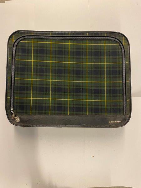 Large Green, Blue, and Yellow Plaid Suitcase