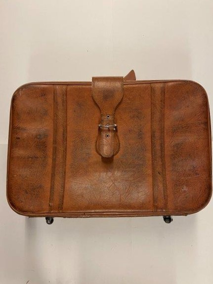 Medium Brown Leather Suitcase