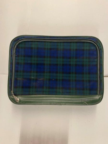 Medium Green and Blue Plaid Suitcase